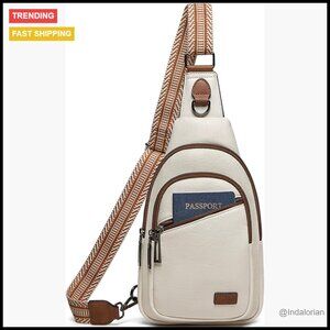 Vegan Leather Sling Bag Crossbody Fanny Pack Adjustable Strap Multi-Pocket